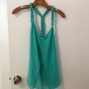 Women’s teal / turquoise summer razor back top.